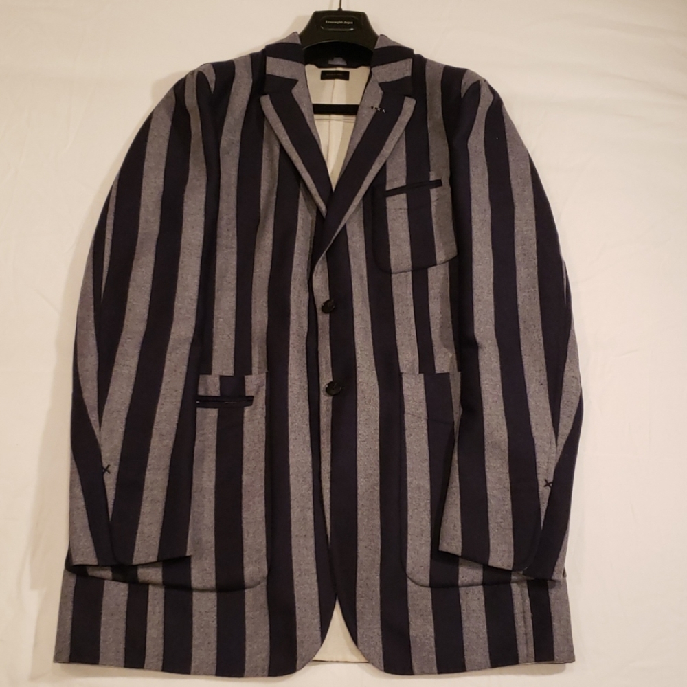 Ermenegildo Zegna Couture Striped Cashmere CarCoat